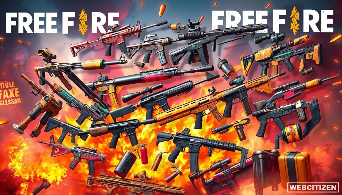 armas e equipamentos no Free Fire