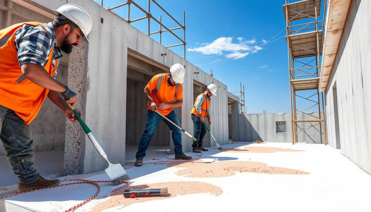 Preparação para rebocar laje de isopor