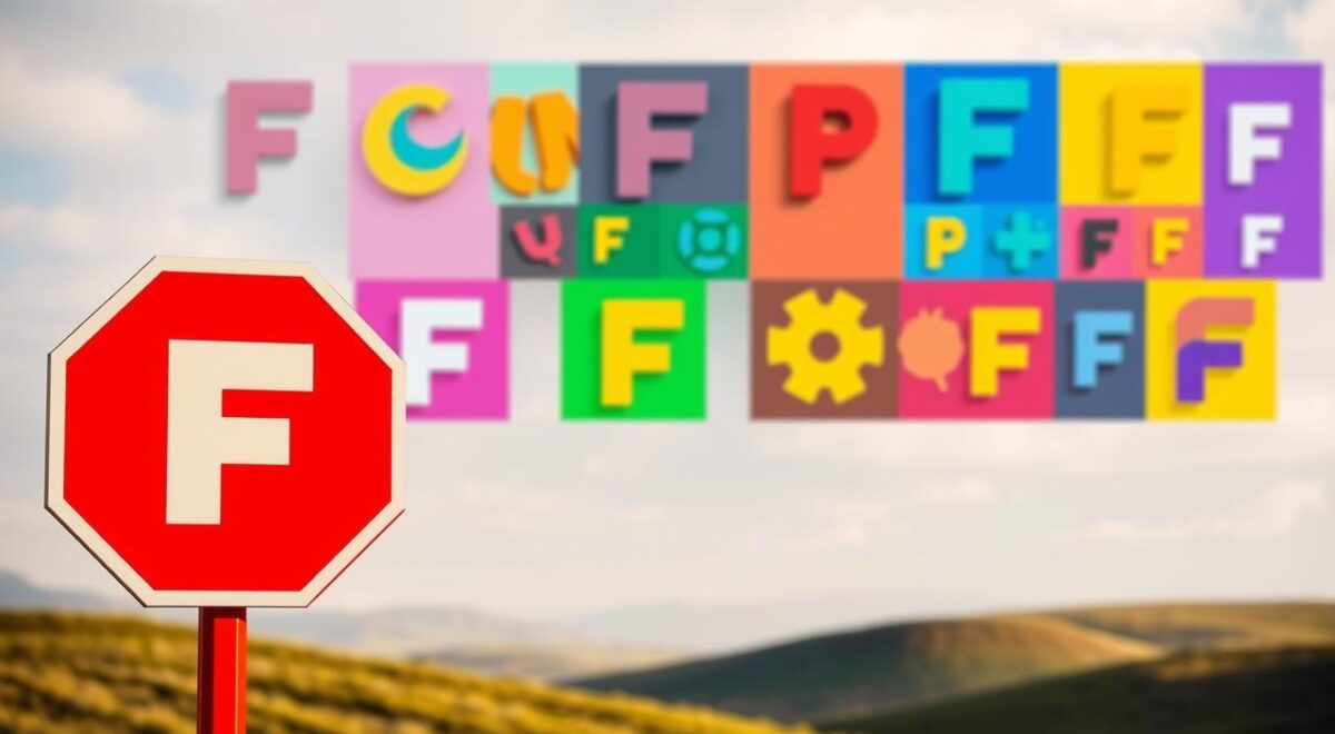 Cor com a letra F: exemplos para Stop