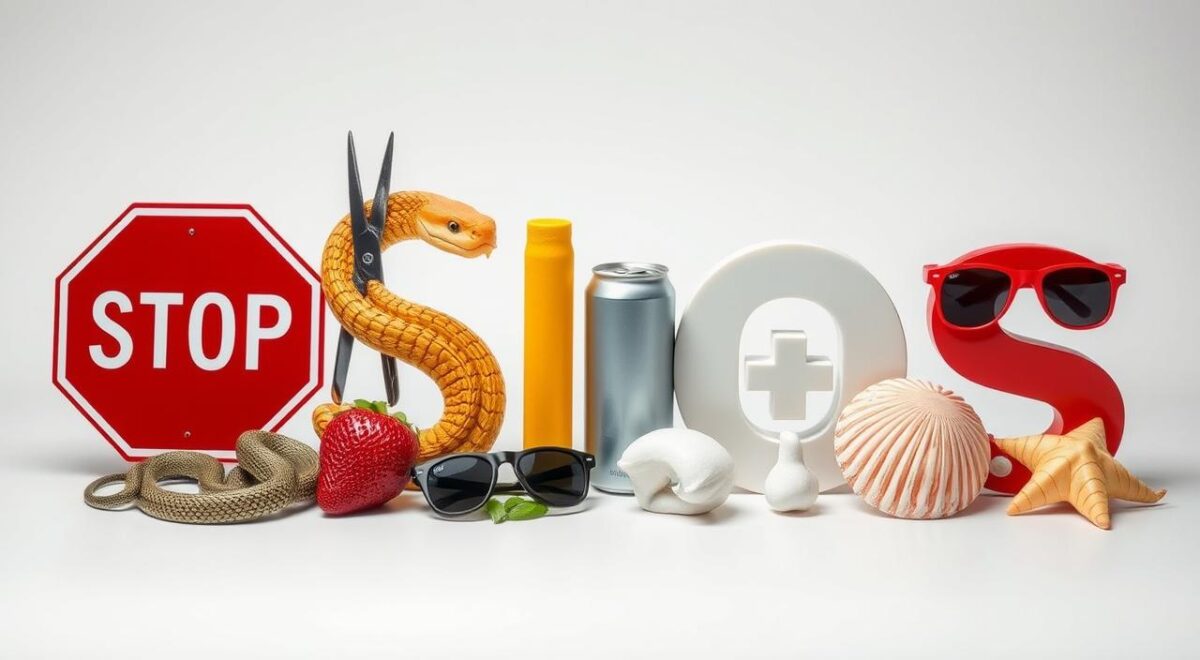 Objeto com a letra S: exemplos para Stop
