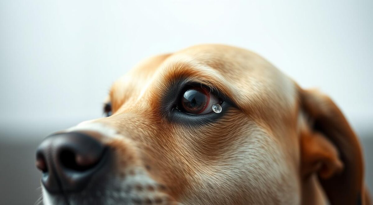 cachorro com olho inchado